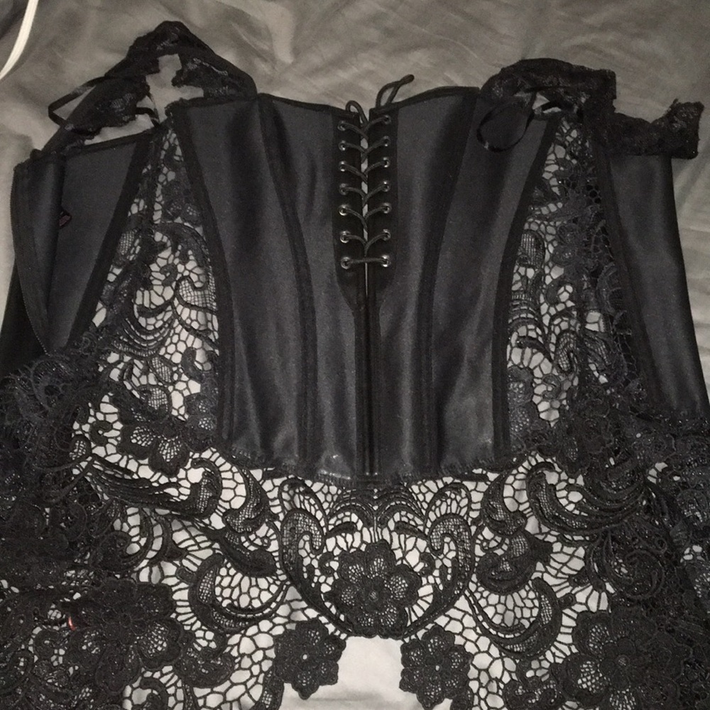 Leather corset with skirt flare